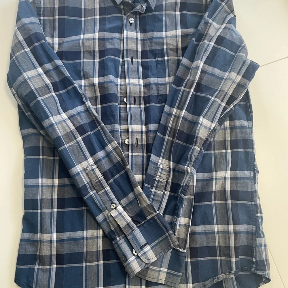 Banana Republic Navy and White Plaid Shirt